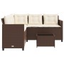 L-förmiges Gartensofa mit Tisch und braunen PE-Rattankissen von vidaXL, Gartensets - Ref: Foro24-369040, Preis: 316,35 €, Rab...