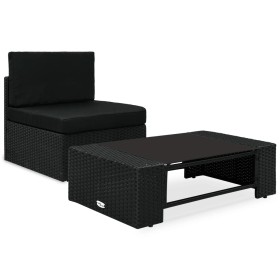 Juego de muebles de jardín 2 piezas ratán sintético negro de vidaXL, Sofás modulares de exterior - Ref: Foro24-49502, Precio:...