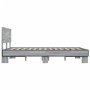 Estructura cama madera ingeniería metal gris Sonoma 140x190 cm de vidaXL, Camas y somieres - Ref: Foro24-3280215, Precio: 155...