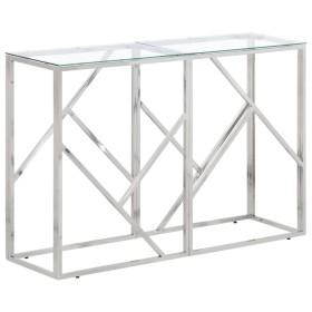 Console table silver stainless steel and tempered glass by vidaXL, Side tables - Ref: Foro24-349993, Price: 143,01 €, Discoun...