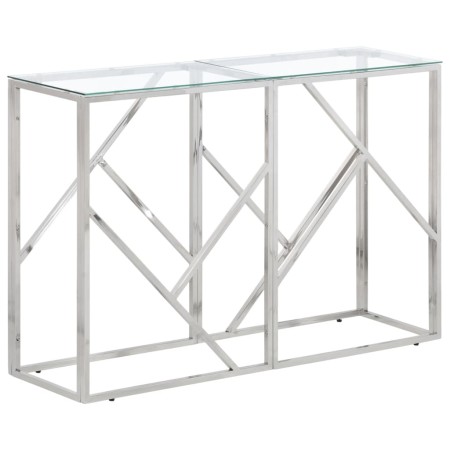 Console table silver stainless steel and tempered glass by vidaXL, Side tables - Ref: Foro24-349993, Price: 143,89 €, Discoun...