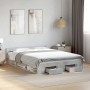 Concrete gray engineered wood bed with drawers 150x200 cm by vidaXL, Beds and slatted bases - Ref: Foro24-3280744, Price: 171...