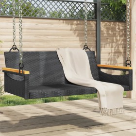 Black synthetic rattan swing bench 109x62x40 cm by vidaXL, garden benches - Ref: Foro24-368143, Price: 92,38 €, Discount: %