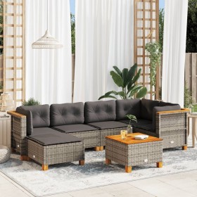 7-teiliges Gartensofa-Set mit grauen synthetischen Rattankissen von vidaXL, Gartensets - Ref: Foro24-3261918, Preis: 488,73 €...