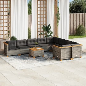 10-piece garden sofa set with gray synthetic rattan cushions by vidaXL, Garden sets - Ref: Foro24-3262008, Price: 735,99 €, D...