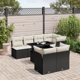 8-teiliges Gartensofa-Set und schwarze synthetische Rattankissen von vidaXL, Gartensets - Ref: Foro24-3266406, Preis: 615,66 ...