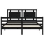 Double bed frame with black solid wood headboard by vidaXL, Beds and slatted bases - Ref: Foro24-3194060, Price: 179,56 €, Di...