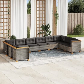 10-piece garden sofa set with gray synthetic rattan cushions by vidaXL, Garden sets - Ref: Foro24-3262020, Price: 761,09 €, D...