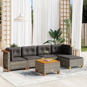 6-teiliges Gartenmöbel-Set und graue synthetische Rattankissen von vidaXL, Gartensets - Ref: Foro24-3261792, Preis: 450,77 €,...