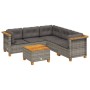 Set de muebles de jardín 6 pzas y cojines ratán sintético gris de vidaXL, Conjuntos de jardín - Ref: Foro24-3261828, Precio: ...