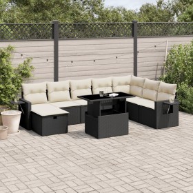 Set de sofás de jardín 8 piezas y cojines ratán sintético negro de vidaXL, Conjuntos de jardín - Ref: Foro24-3275026, Precio:...