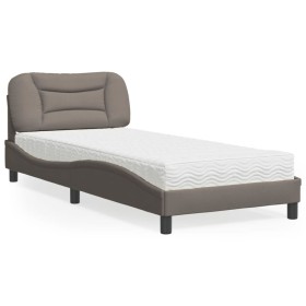 Cama con colchón tela gris taupe 90x200 cm de vidaXL, Camas y somieres - Ref: Foro24-3208510, Precio: 282,99 €, Descuento: %