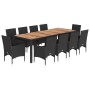 Set comedor jardín 11 pzas cojines ratán sintético acacia negro de vidaXL, Conjuntos de jardín - Ref: Foro24-3278694, Precio:...