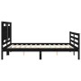 Double bed frame with black solid wood headboard by vidaXL, Beds and slatted bases - Ref: Foro24-3194060, Price: 179,56 €, Di...