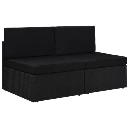 Schwarzes 2-Sitzer-Sofagarnitur aus synthetischem Rattan von vidaXL, Modulare Sofas für den Außenbereich - Ref: Foro24-49503,...