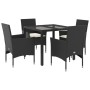 Garden dining set 5 pieces with black glass synthetic rattan cushions by vidaXL, Garden sets - Ref: Foro24-3278538, Price: 36...