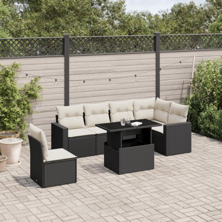 7-piece garden sofa set with black synthetic rattan cushions by vidaXL, Garden sets - Ref: Foro24-3267306, Price: 529,04 €, D...