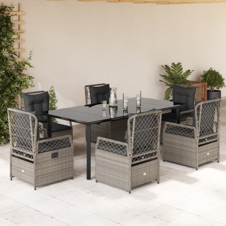 Garten-Essgruppe 7-teilig und hellgraue Kissen aus synthetischem Rattan von vidaXL, Gartensets - Ref: Foro24-3263039, Preis: ...