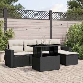 6-teilige Gartensofagarnitur und schwarze synthetische Rattankissen von vidaXL, Gartensets - Ref: Foro24-3267236, Preis: 426,...