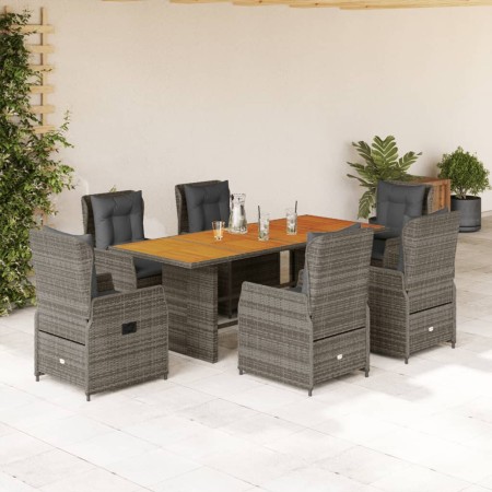 Set comedor jardín 7 pzas y cojines ratán sintético gris de vidaXL, Conjuntos de jardín - Ref: Foro24-3262785, Precio: 791,04...