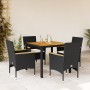 Set de comedor jardín 5 pzas con cojines ratán PE acacia negro de vidaXL, Conjuntos de jardín - Ref: Foro24-3278628, Precio: ...