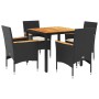 Set de comedor jardín 5 pzas con cojines ratán PE acacia negro de vidaXL, Conjuntos de jardín - Ref: Foro24-3278628, Precio: ...