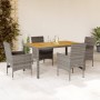 Set de comedor jardín 5 pzas con cojines ratán PE acacia gris de vidaXL, Conjuntos de jardín - Ref: Foro24-3278677, Precio: 4...