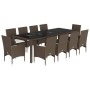 11-piece garden dining set with brown glass PE rattan cushions by vidaXL, Garden sets - Ref: Foro24-3278590, Price: 853,01 €,...