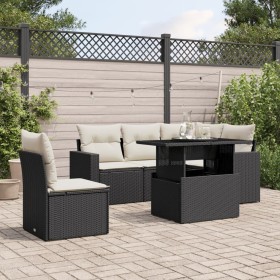 6-teilige Gartensofagarnitur und schwarze synthetische Rattankissen von vidaXL, Gartensets - Ref: Foro24-3267276, Preis: 469,...