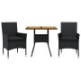 Set de comedor jardín 3 pzas con cojines ratán PE acacia negro de vidaXL, Conjuntos de jardín - Ref: Foro24-3278711, Precio: ...