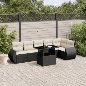 7-teiliges Gartensofa-Set mit schwarzen synthetischen Rattankissen von vidaXL, Gartensets - Ref: Foro24-3268546, Preis: 534,1...