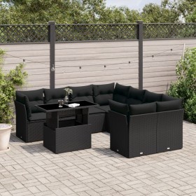 8-teiliges Gartensofa-Set und schwarze synthetische Rattankissen von vidaXL, Gartensets - Ref: Foro24-3266425, Preis: 621,59 ...