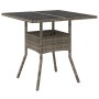 Set comedor jardín 3 pzas y cojines ratán sintético vidrio gris de vidaXL, Conjuntos de jardín - Ref: Foro24-3278705, Precio:...