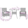 Set comedor jardín 3 pzas y cojines ratán sintético vidrio gris de vidaXL, Conjuntos de jardín - Ref: Foro24-3278705, Precio:...