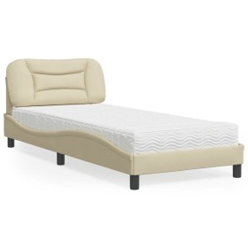 Cama con colchón tela color crema 90x190 cm de vidaXL, Camas y somieres - Ref: Foro24-3208504, Precio: 293,99 €, Descuento: %