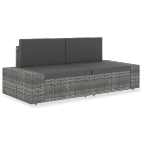 Sofá seccional de 2 plazas de ratán sintético gris de vidaXL, Sofás modulares de exterior - Ref: Foro24-49525, Precio: 223,99...