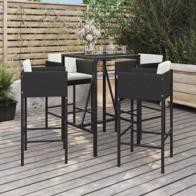 Garden table and high stools 5 pieces and black PE rattan cushions by vidaXL, Garden sets - Ref: Foro24-3200662, Price: 393,9...