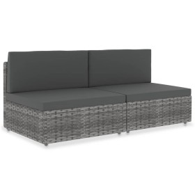 Graues 2-Sitzer-Sofagarnitur aus synthetischem Rattan von vidaXL, Modulare Sofas für den Außenbereich - Ref: Foro24-49523, Pr...