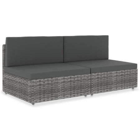 Graues 2-Sitzer-Sofagarnitur aus synthetischem Rattan von vidaXL, Modulare Sofas für den Außenbereich - Ref: Foro24-49523, Pr...