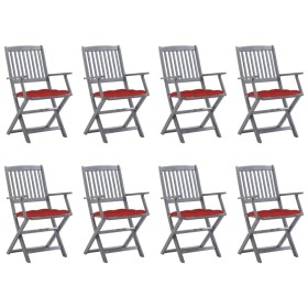 8 pcs folding garden chairs and solid acacia wood cushions by vidaXL, Garden chairs - Ref: Foro24-3078283, Price: 378,99 €, D...