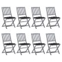 8 pcs folding garden chairs and solid acacia wood cushions by vidaXL, Garden chairs - Ref: Foro24-3078312, Price: 398,86 €, D...