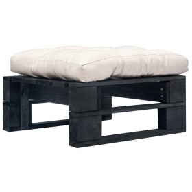 Garden pallet ottoman with black wood sand cushion by vidaXL, Outdoor ottomans - Ref: Foro24-277407, Price: 59,99 €, Discount: %