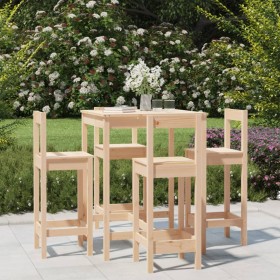 Garden table and high stools set 5 pieces solid pine wood by vidaXL, Garden sets - Ref: Foro24-3154740, Price: 252,93 €, Disc...