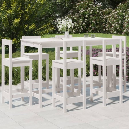 7-piece white pine wood garden table and high stools set by vidaXL, Garden sets - Ref: Foro24-3154761, Price: 499,68 €, Disco...