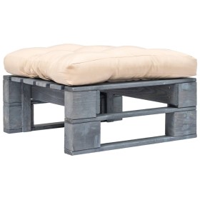 Pallet ottoman for garden gray wood and sand-colored cushion by vidaXL, Outdoor ottomans - Ref: Foro24-275281, Price: 58,13 €...