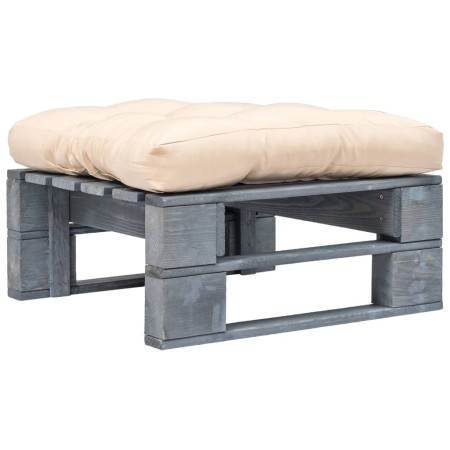 Pallet ottoman for garden gray wood and sand-colored cushion by vidaXL, Outdoor ottomans - Ref: Foro24-275281, Price: 58,13 €...