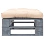 Pallet ottoman for garden gray wood and sand-colored cushion by vidaXL, Outdoor ottomans - Ref: Foro24-275281, Price: 58,13 €...