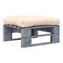 Pallet ottoman for garden gray wood and sand-colored cushion by vidaXL, Outdoor ottomans - Ref: Foro24-275281, Price: 58,13 €...