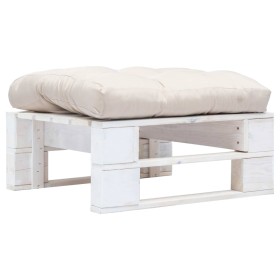 Garden pallet ottoman with white wood sand cushion by vidaXL, Outdoor ottomans - Ref: Foro24-277374, Price: 62,99 €, Discount: %