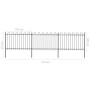 Garden fence with black steel hoop tips 5.1x1.2 m by vidaXL, fence panels - Ref: Foro24-277667, Price: 227,79 €, Discount: %